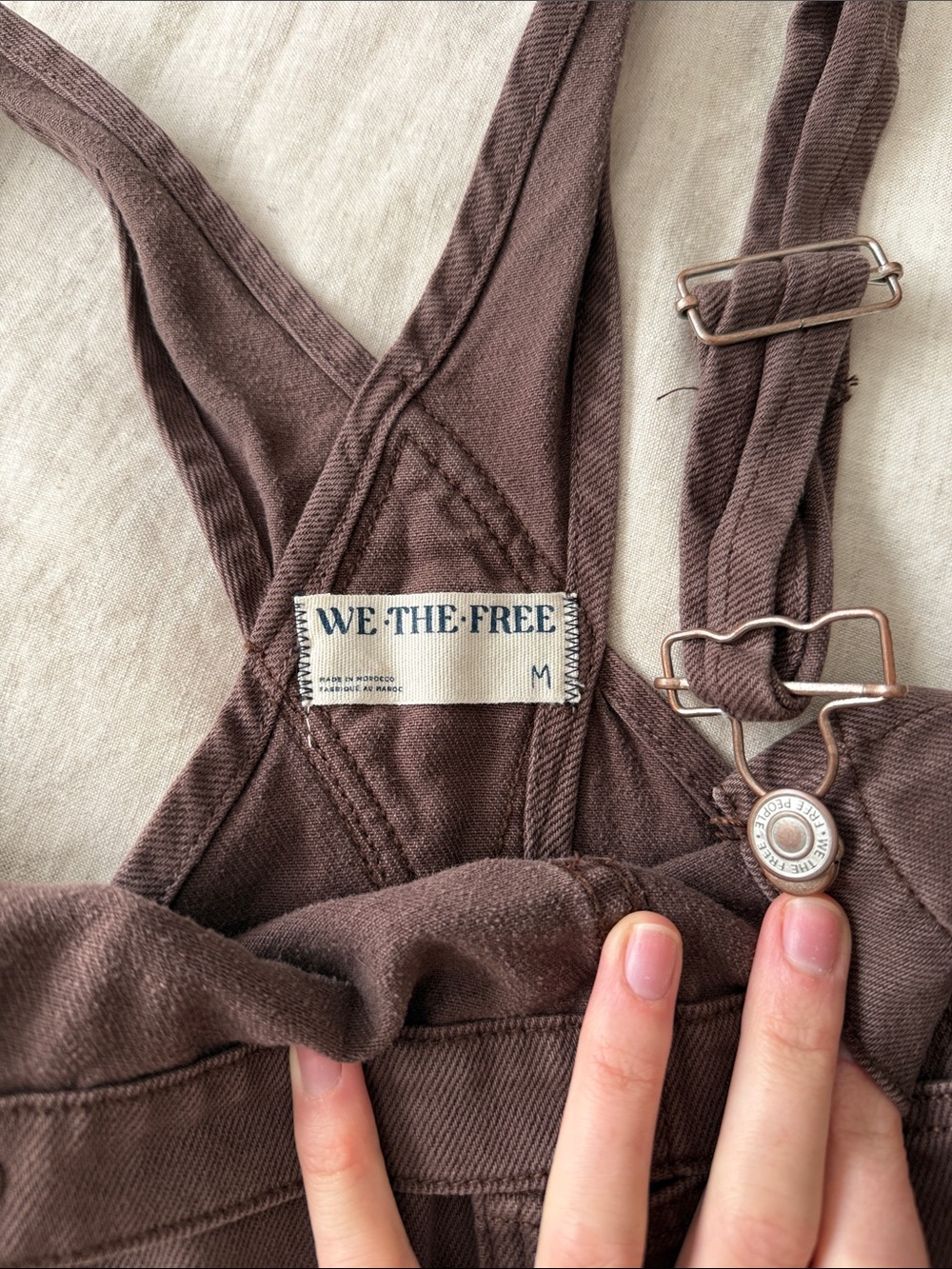 Free people brown denim overalls - Picture 2 of 3